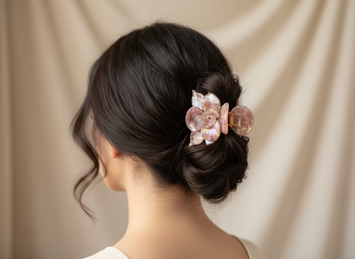 Rosegold Mini Orchid Hair Claw Clip