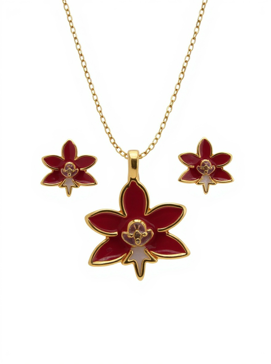 Mystic Trichoglottis Inspired Jewelry Set