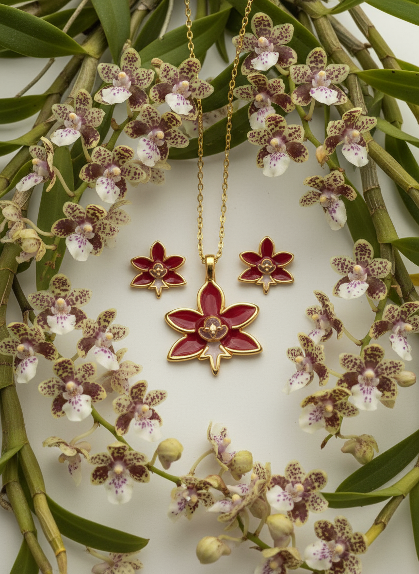 Mystic Trichoglottis Inspired Jewelry Set