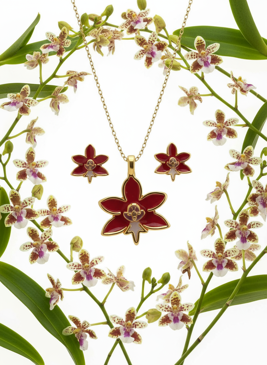 Mystic Trichoglottis Inspired Jewelry Set