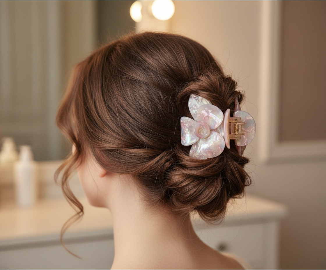 Orchid Hair Claw • Pink Iradesence Orchid Hair Claw Clip