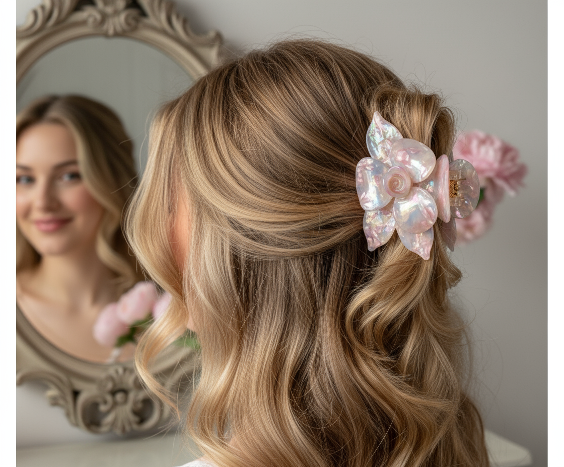 Orchid Hair Claw • Pink Iradesence Orchid Hair Claw Clip