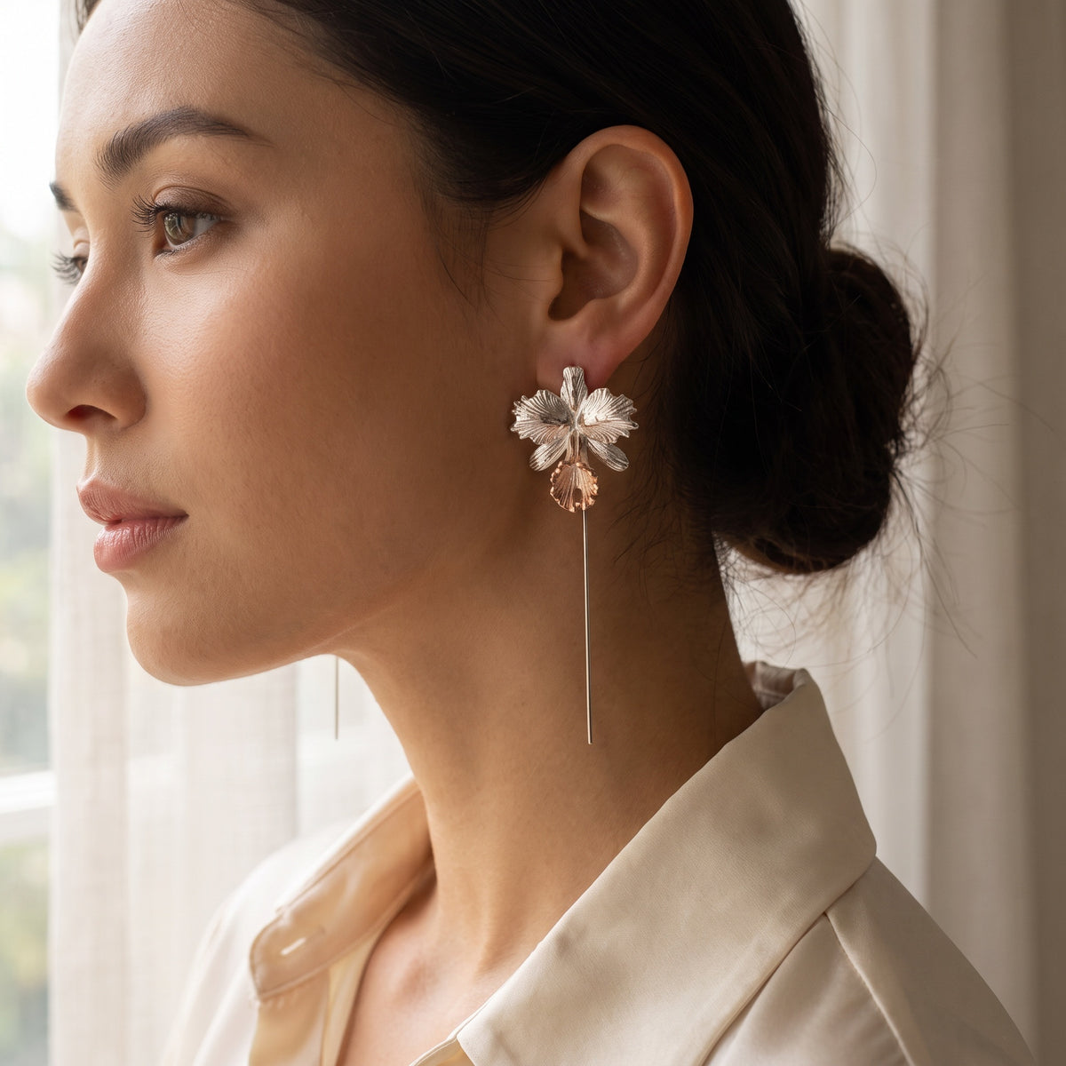 Cattleya Dowiana Orchid Dangle Earrings — Orchidique view 2