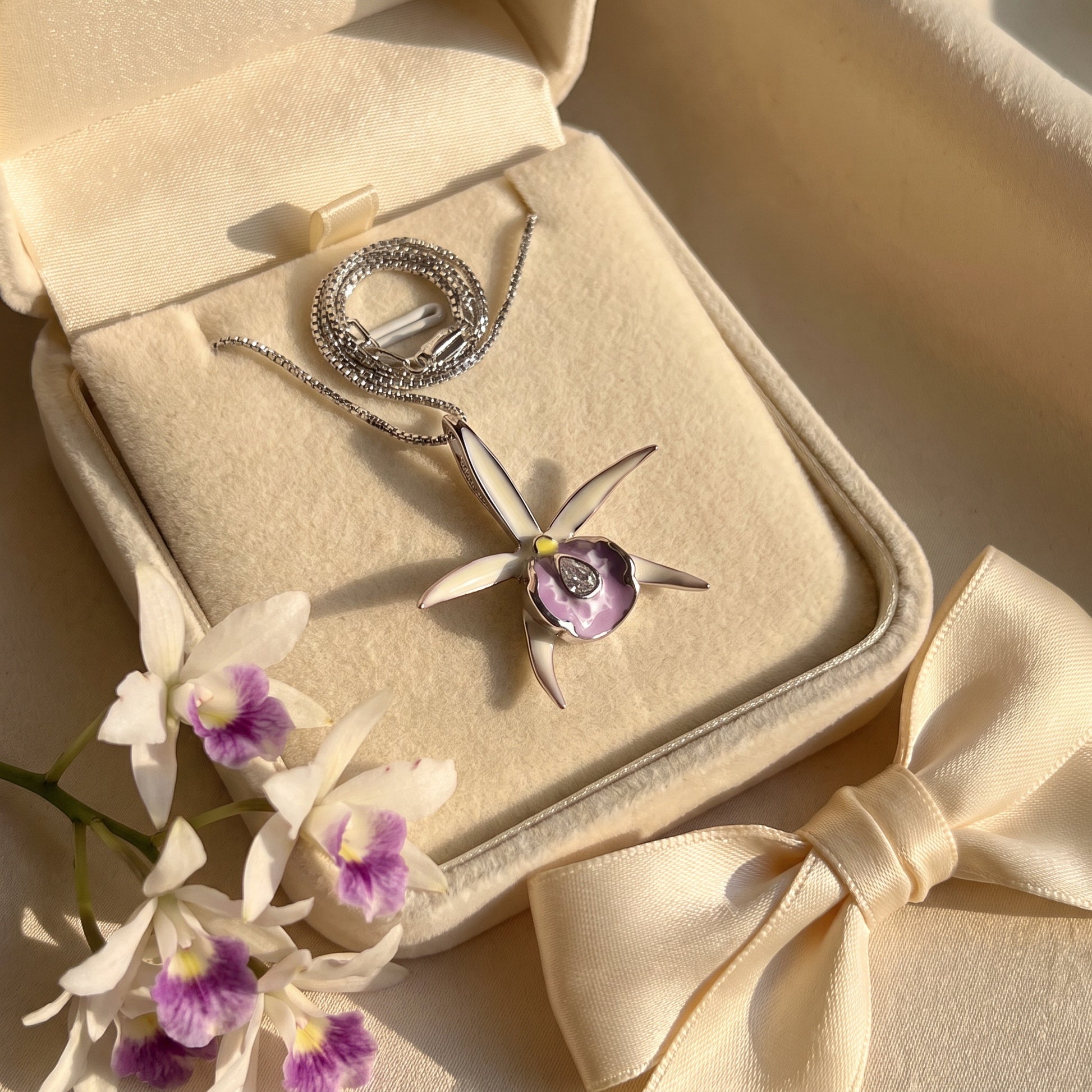 Bc Morning Glory Orchid Jewelry Gift Box with Orchid Blooms - Orchidique