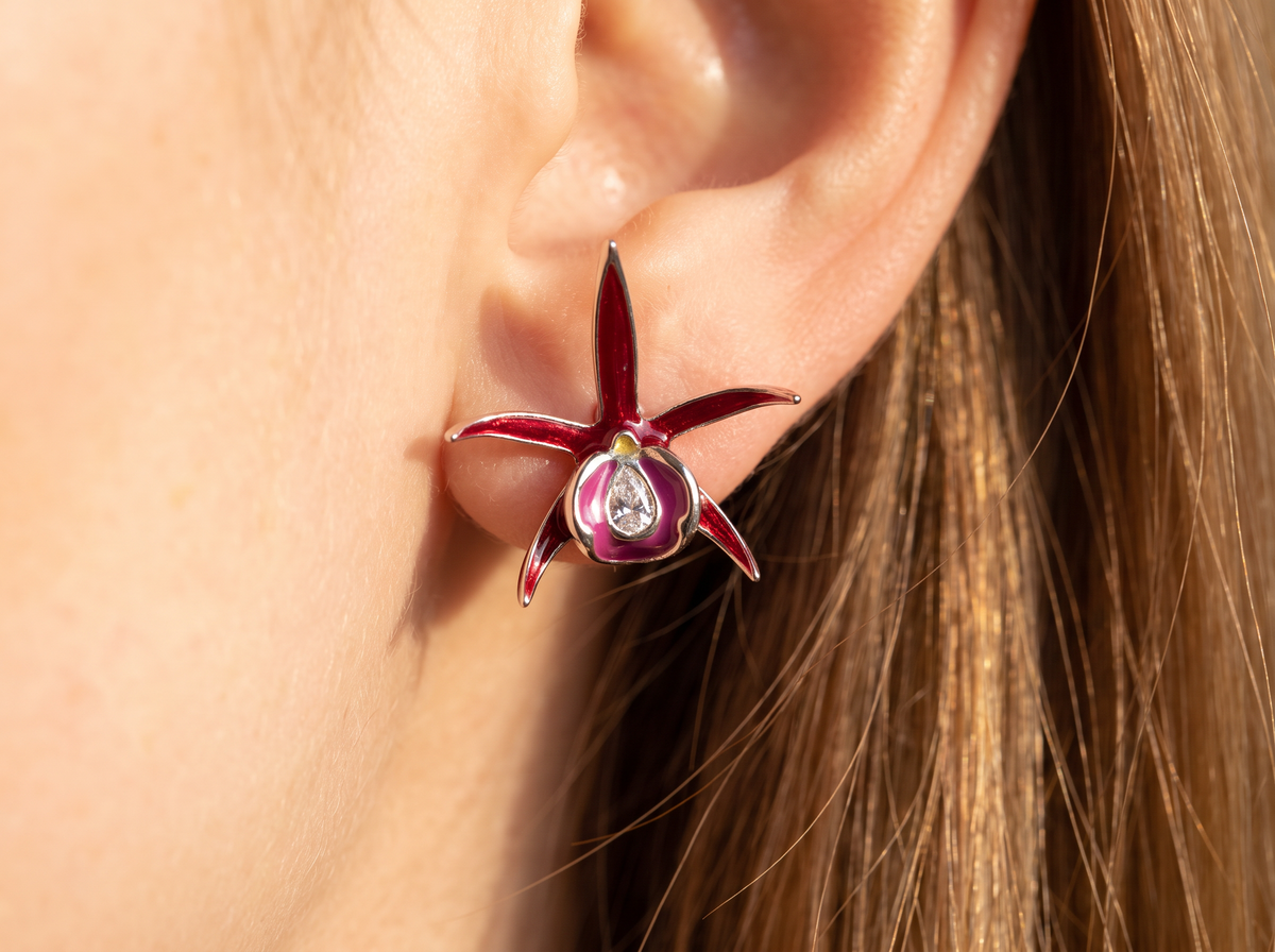 Brassocattleya Star Orchid Necklace or Studs — Orchidique view 3