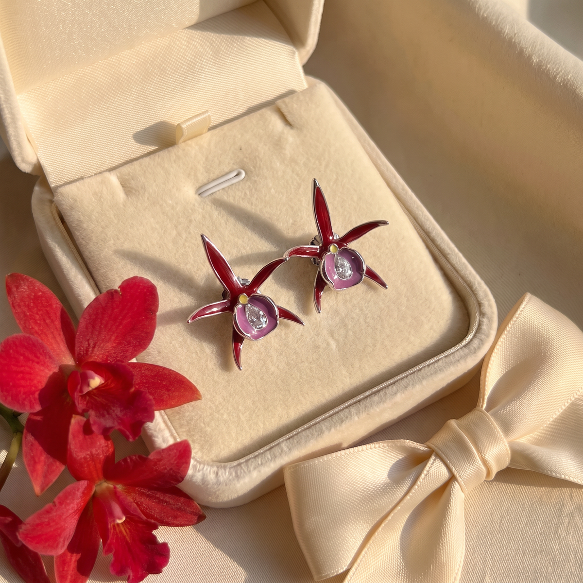 Brassocattleya Star Orchid Necklace or Studs — Orchidique view 9