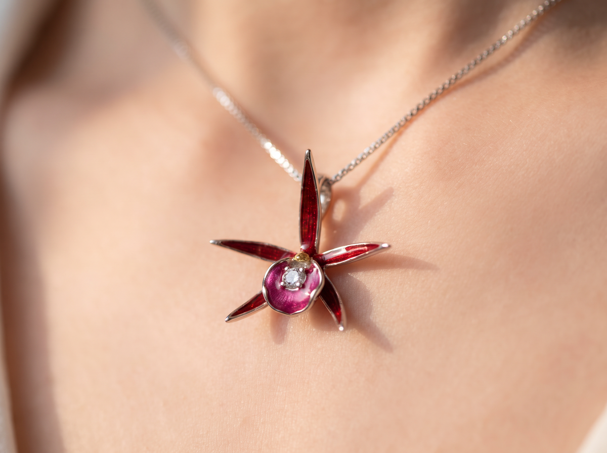 Brassocattleya Star Orchid Necklace or Studs — Orchidique view 8