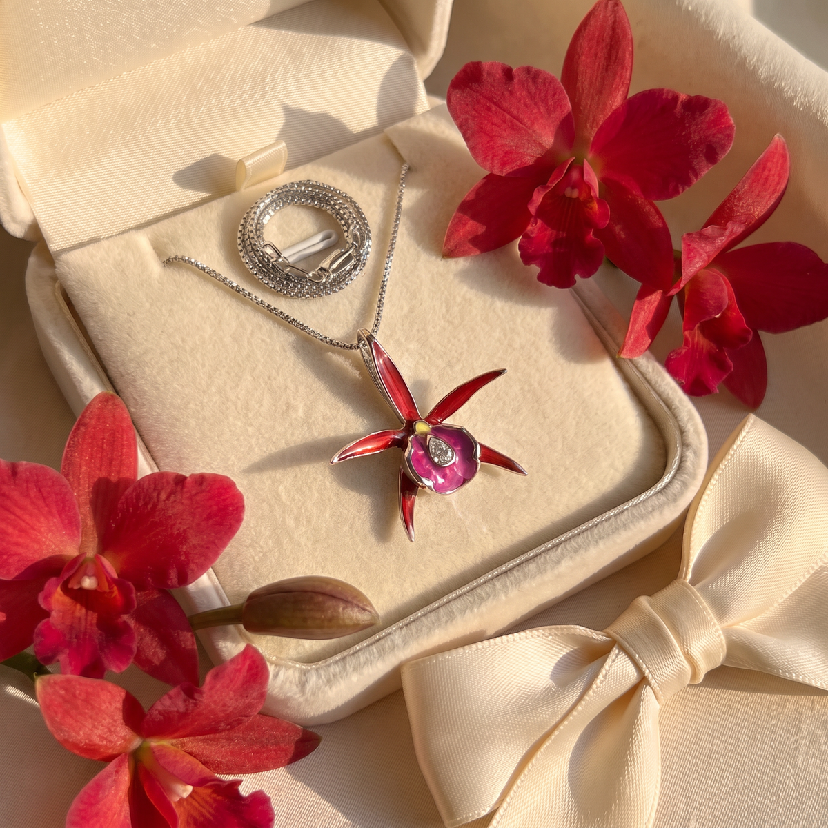 Brassocattleya Star Orchid Necklace or Studs — Orchidique view 7