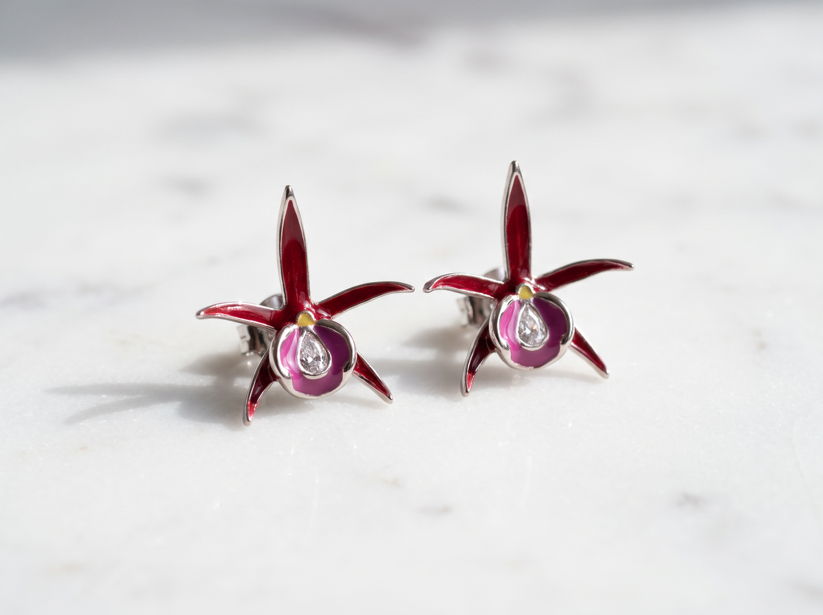 Brassocattleya Star Orchid Necklace or Studs — Orchidique view 6