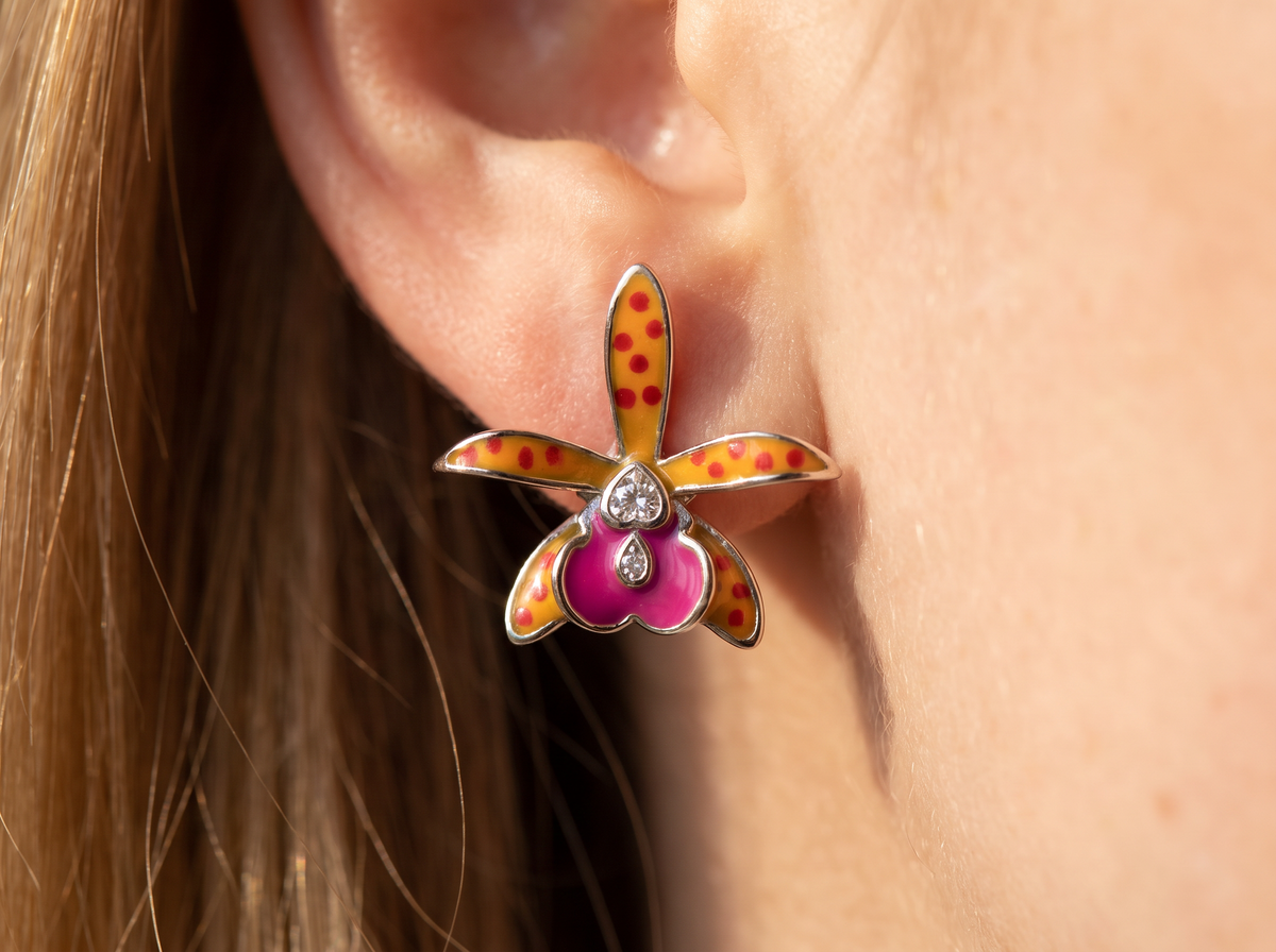 Brassocattleya Orchid Necklace or Studs — Orchidique view 4