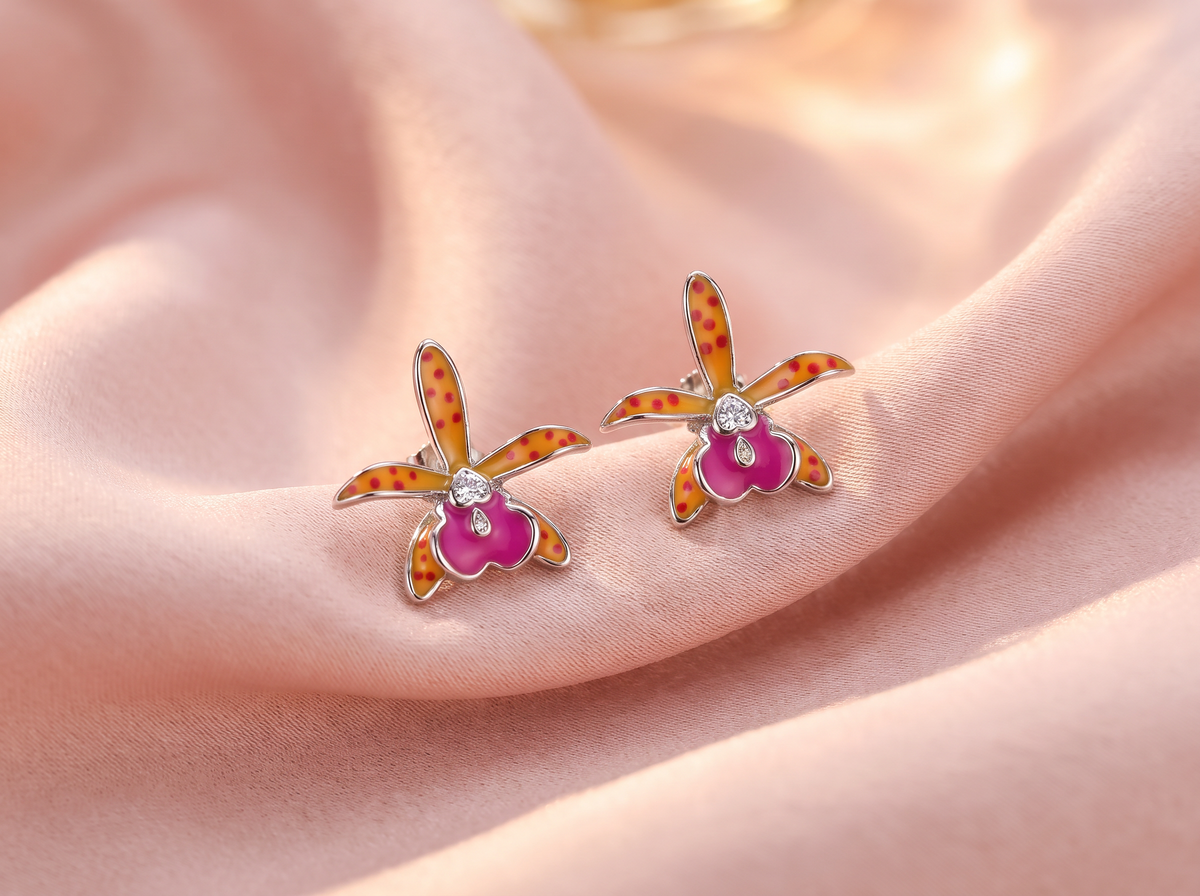 Brassocattleya Orchid Necklace or Studs — Orchidique view 3