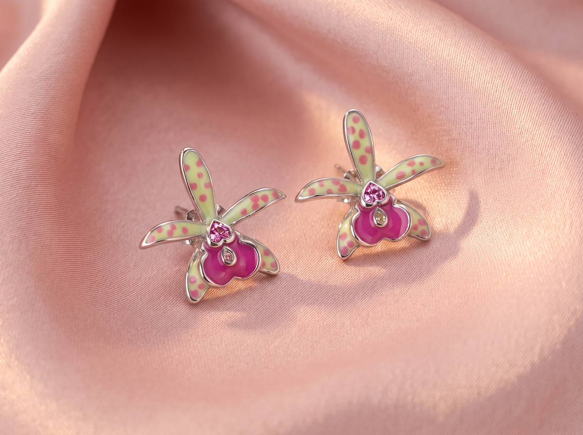 Brassocattleya Orchid Necklace or Studs — Orchidique view 3
