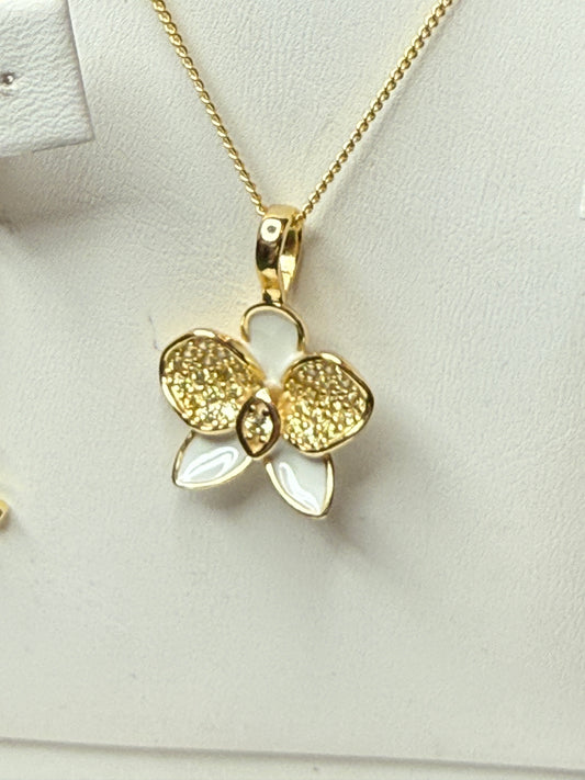 Whispers Glow Collection : White - Yellow Zircons Phalaenopsis Orchid Set