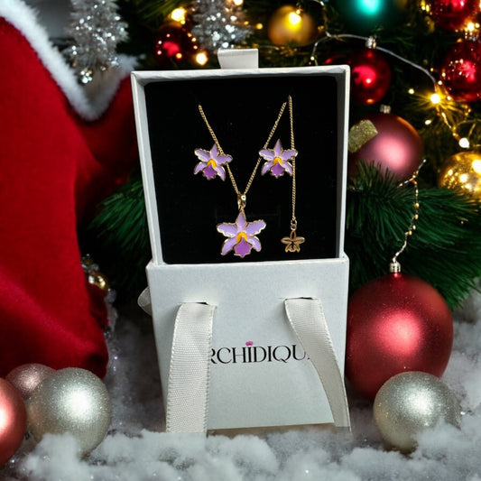 La Colombiana Collection: Lavendar Cattleya Orchid Jewelry Set