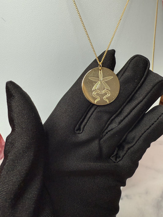 Ghost Disc Orchid Pendant Necklace