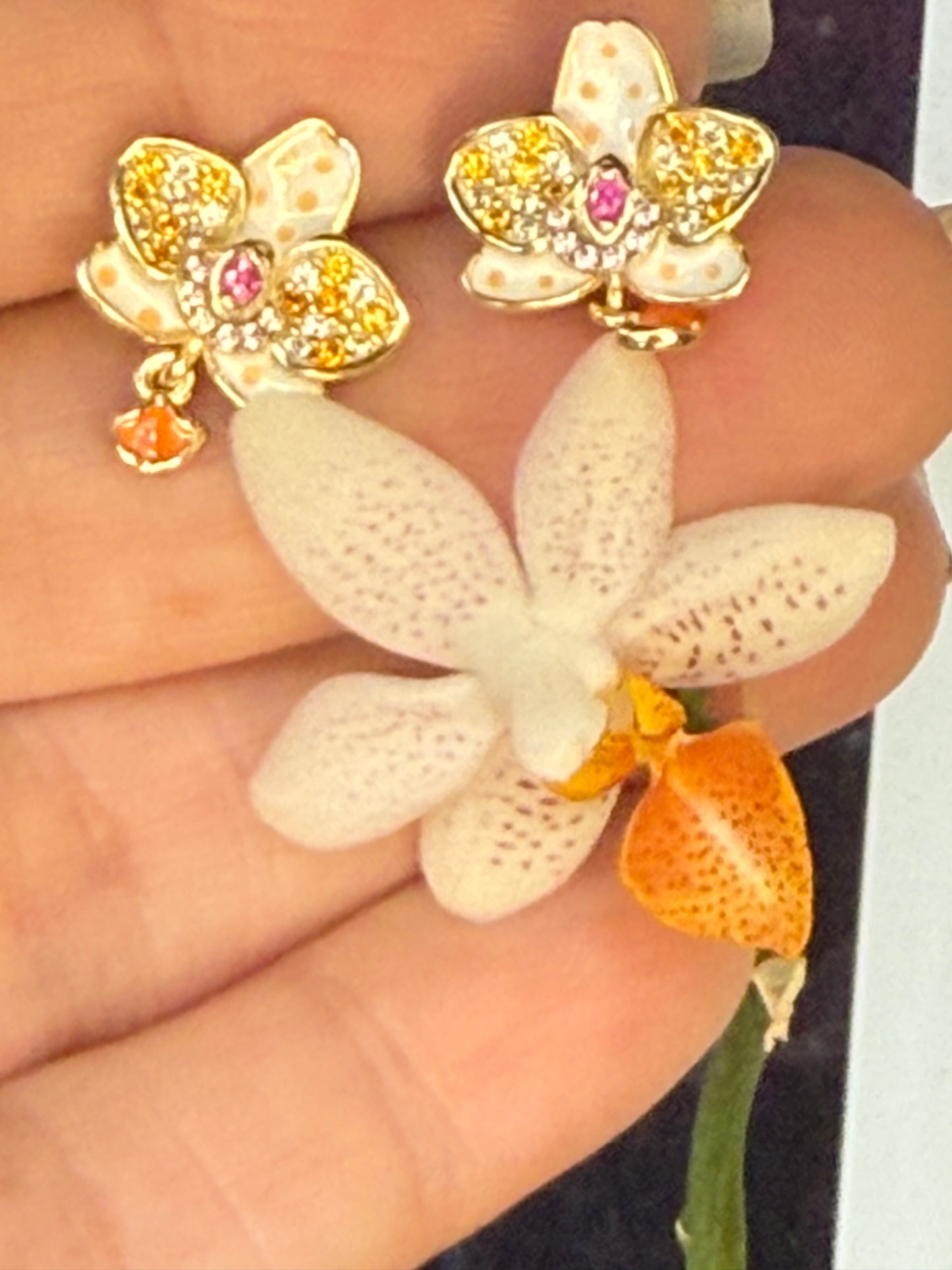 The Phalaenopsis Novelty Collection: Mini M Gold Orchid Stud Earrings