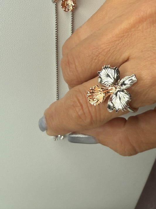Drama Collection:  Two-Tone Cattleya Dowiana Orchid Statement Ring