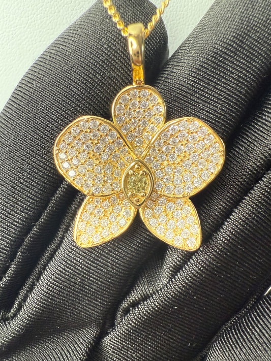 Shimmer me Phalaenopsis Collection • Gold with White and Yellow Zircons Orchid Jewelry