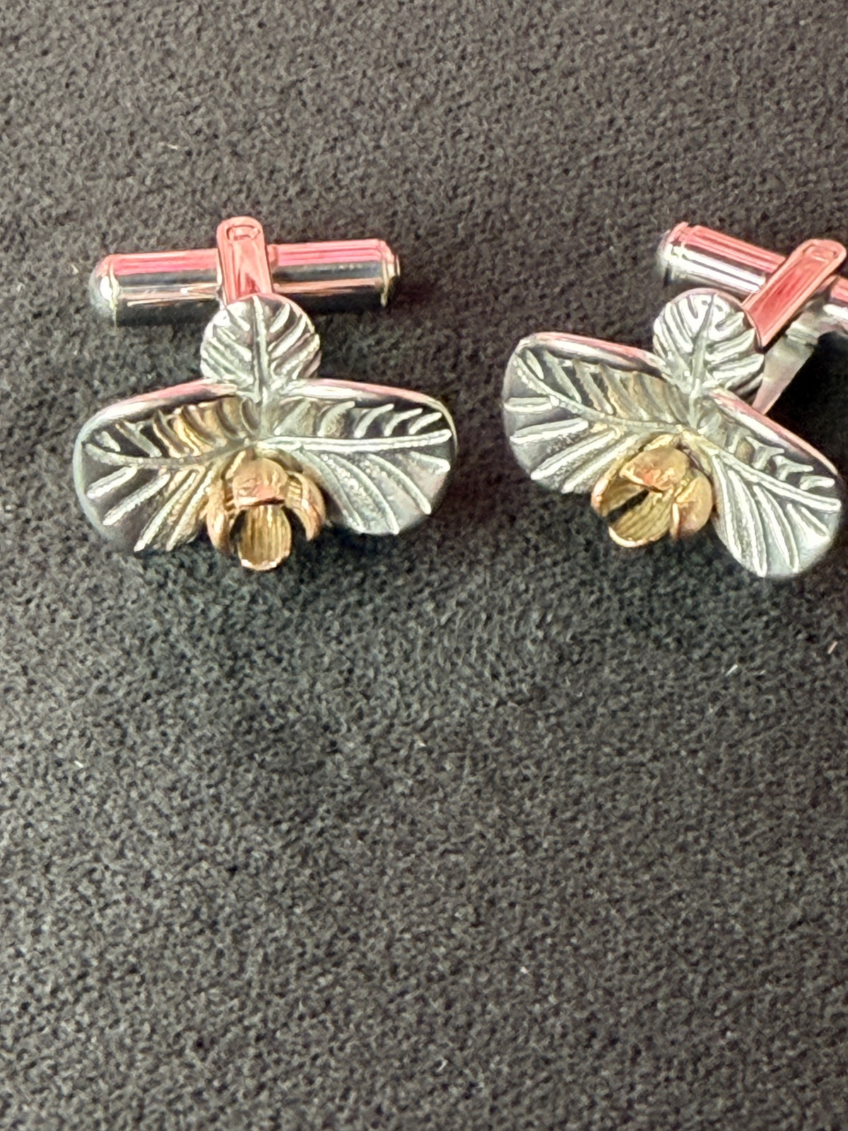 Vintage Orchid Cufflinks • Stainless Steel Floral Cuff Links • Wedding Gift