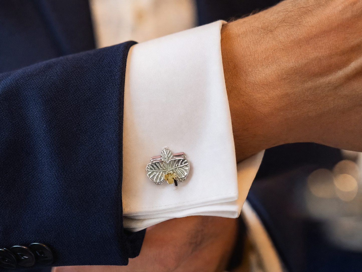 Vintage Orchid Cufflinks • Stainless Steel Floral Cuff Links • Wedding Gift