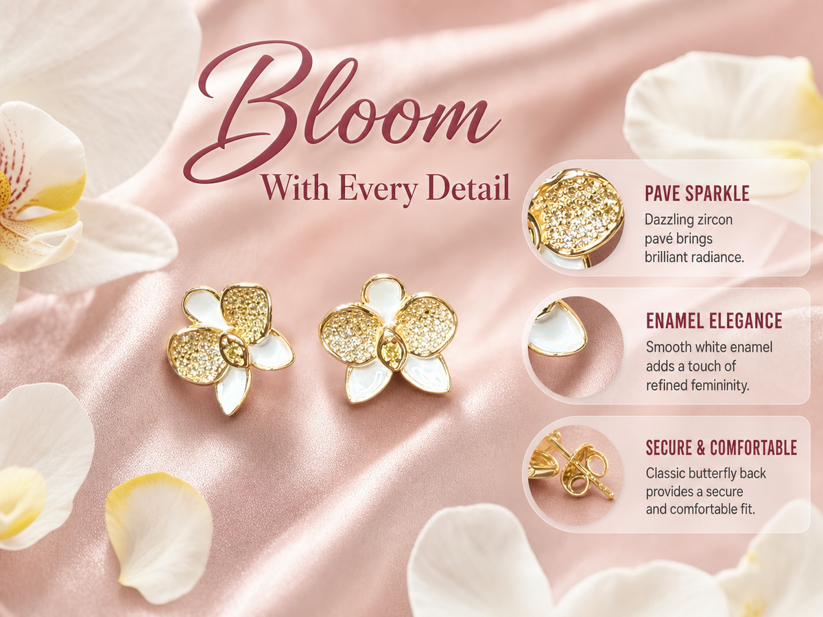 Whispers Glow Collection : White - Yellow Zircons Phalaenopsis Orchid Set