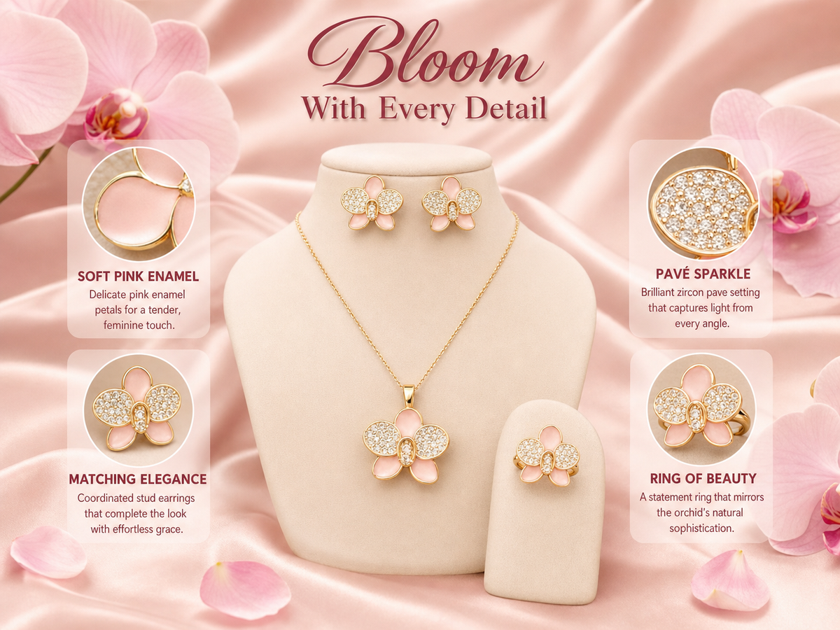 Whispers Glow Collection: Baby Pink Phalaenopsis Orchid Set
