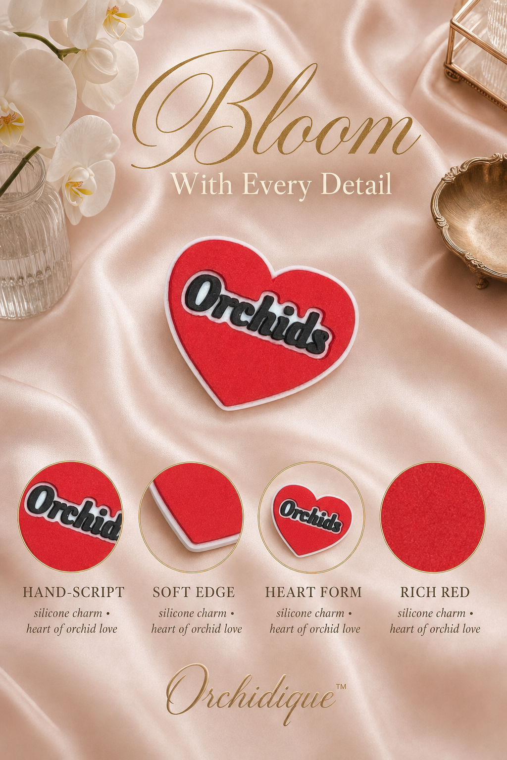 I Love Orchids Heart Shoe Charm — Orchidique view 2