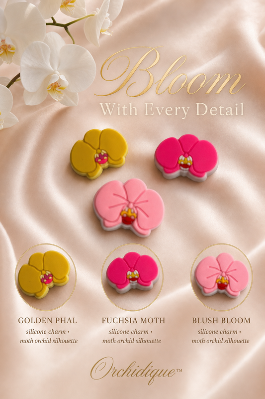 Phalaenopsis Orchid Shoe Charm • Moth Orchid Clog Charm • Yellow Pink - Orchidique