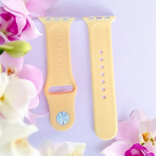 Yellow Orchid Flowers Engraved Apple Watch Band