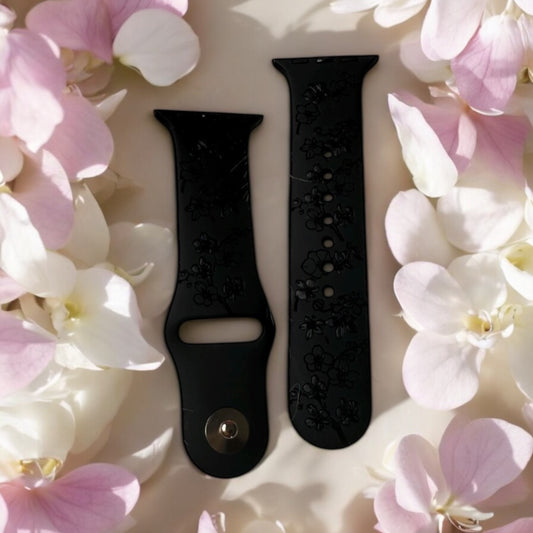 Black Orchid Engraved Apple Watch Band