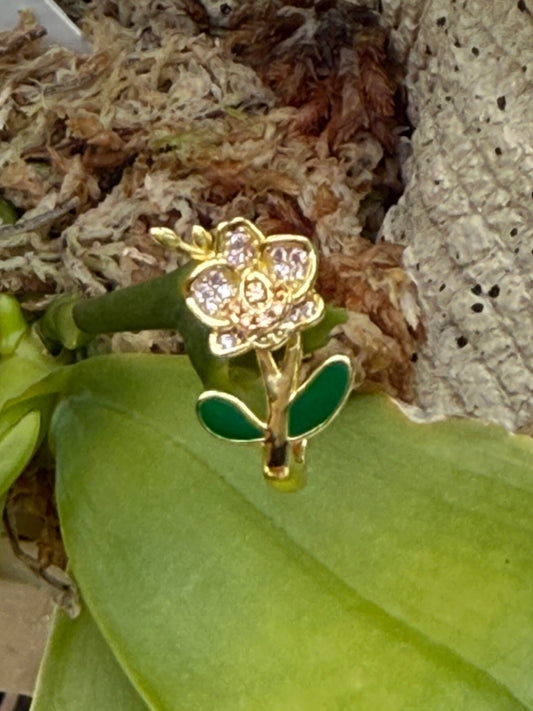 Falena Orchid Collection: Phalaenopsis Orchid Earrings with Leaf - Orchidique