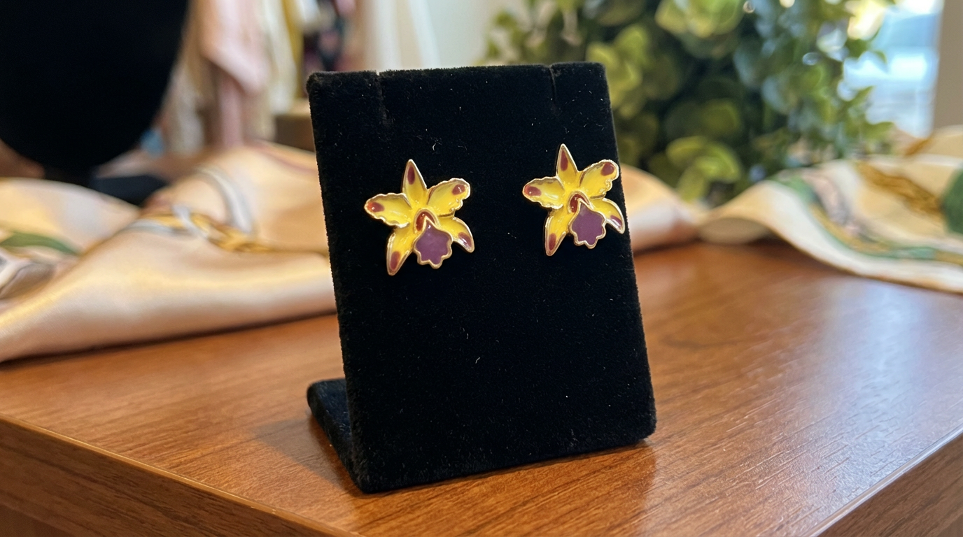 La Colombiana Inspired Collection: Rlc. Toshie Aoki 'Pizzazz' Orchid Jewelry Set - Orchidique