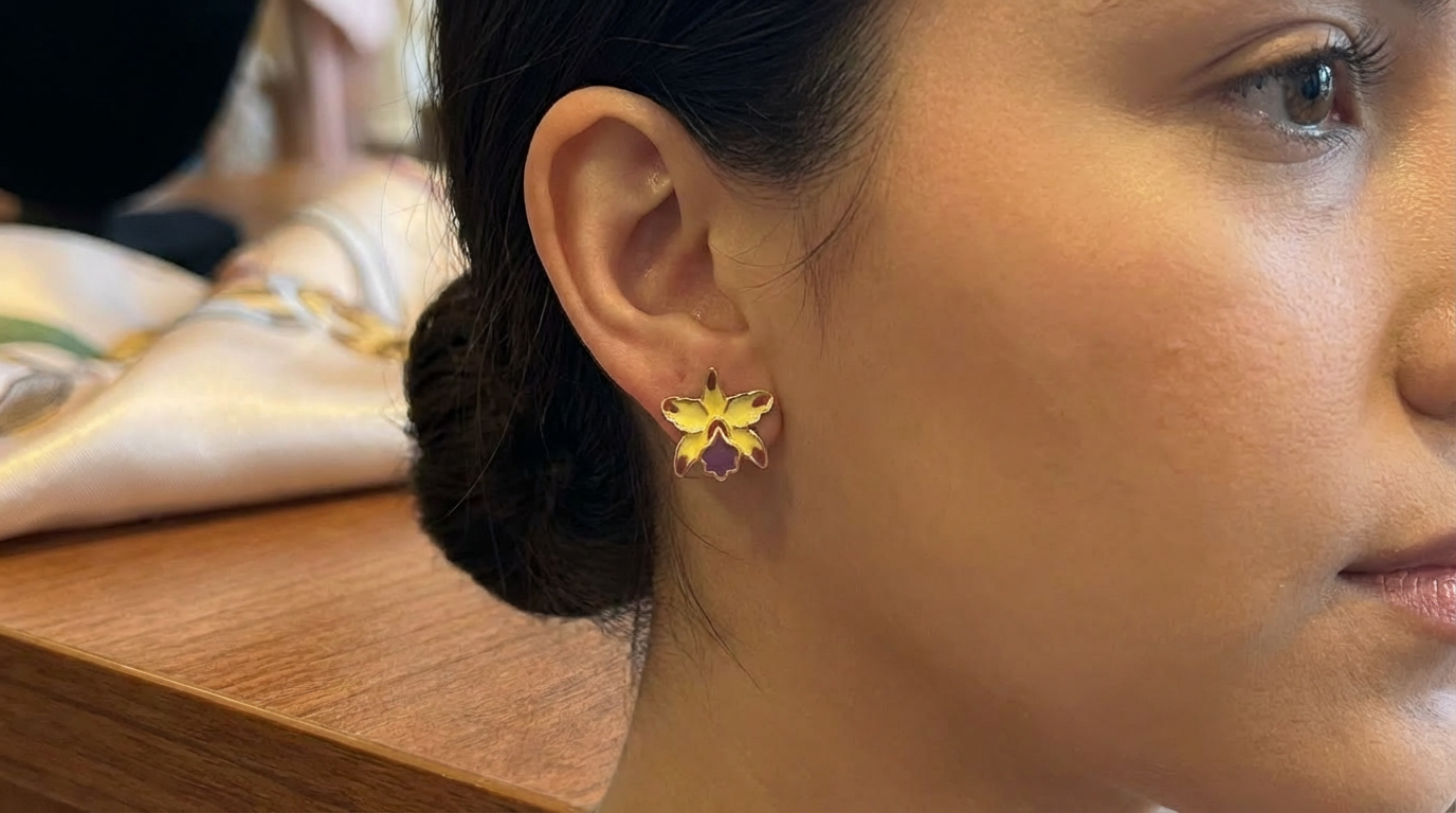 La Colombiana Inspired Collection: Rlc. Toshie Aoki 'Pizzazz' Orchid Jewelry Set - Orchidique