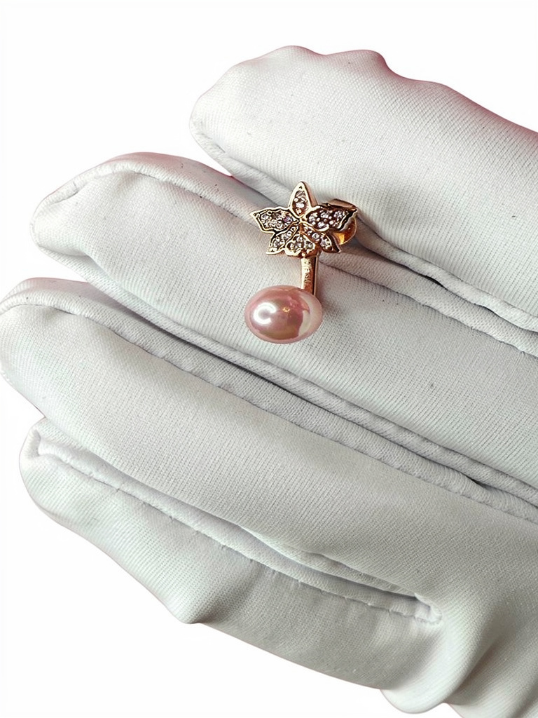 Signature Pink Zircon Cattleya Earring, Rose Pearl Jacket : 18k Rose Gold Rose Pearl
