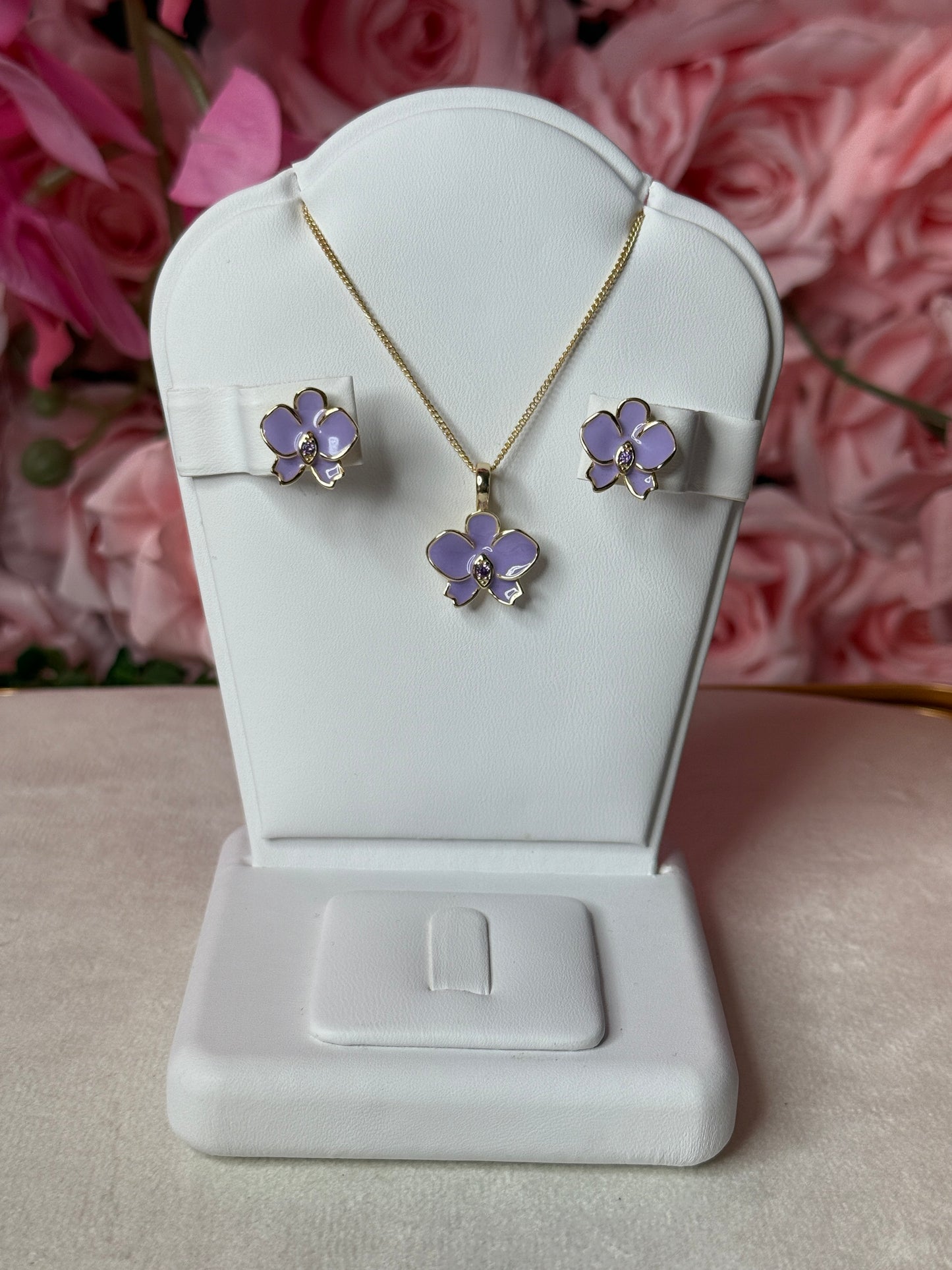 Whispers Collection: Purple Lavendar Phalaenopsis Orchid Jewelry Set