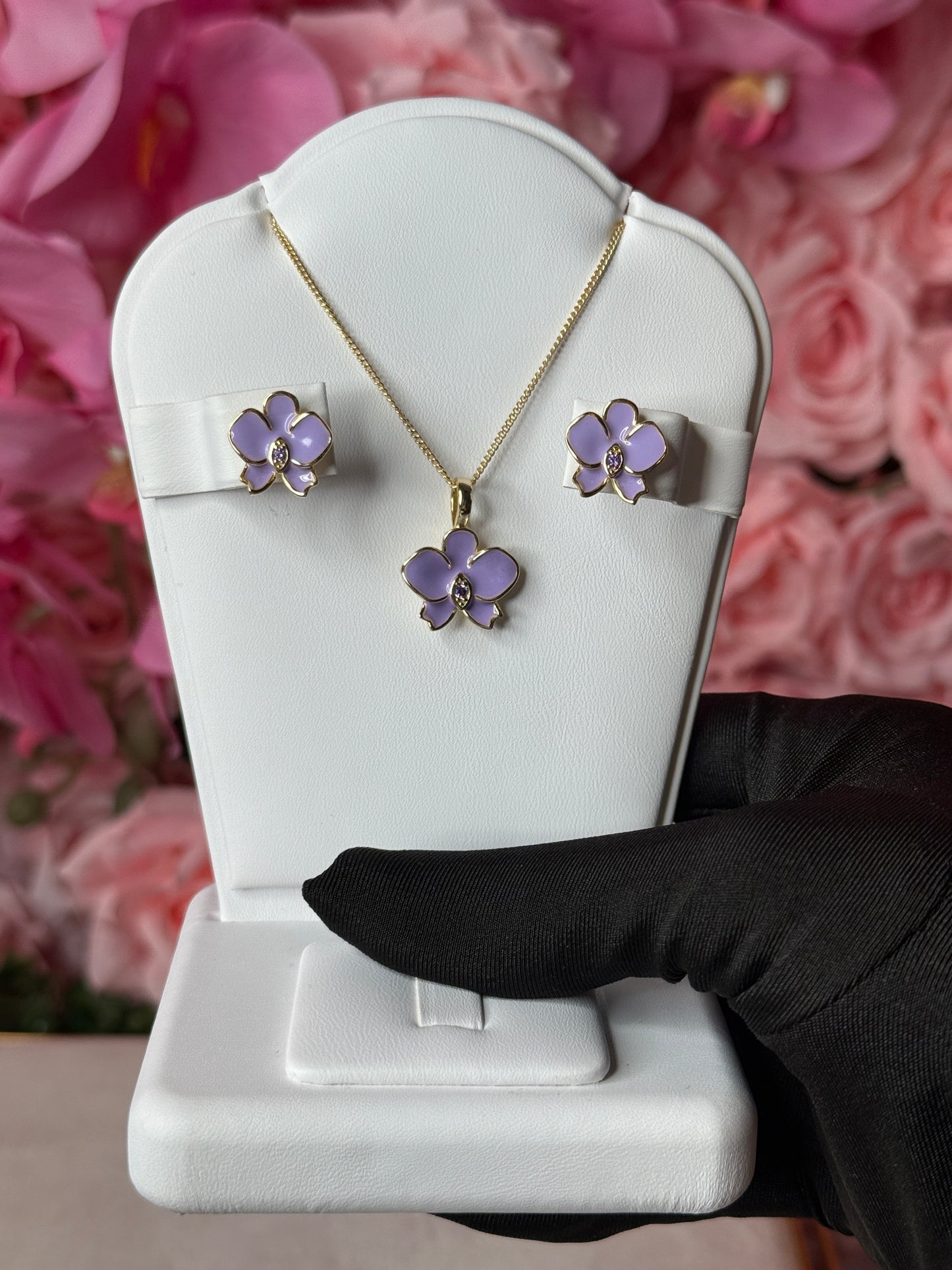 Whispers Collection: Purple Lavendar Phalaenopsis Orchid Jewelry Set