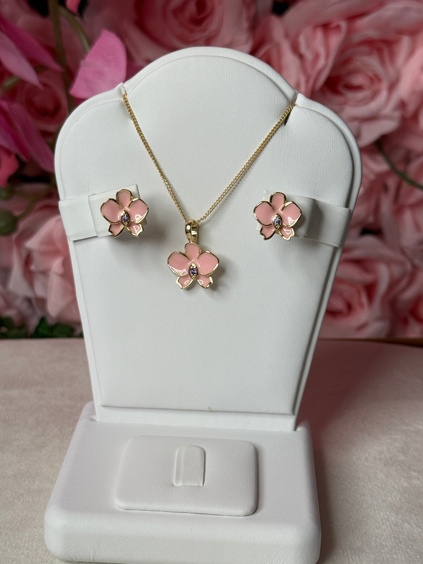 Whispers Collection: - Pink Phalaenopsis Orchid Jewelry Set