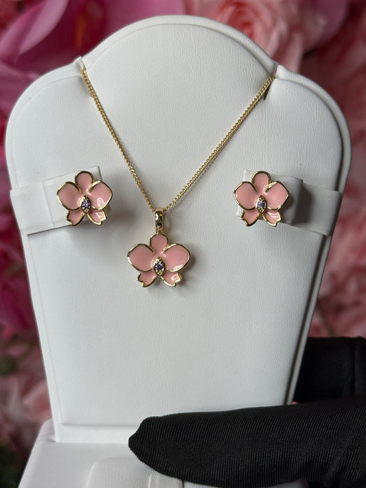 Whispers Collection: - Pink Phalaenopsis Orchid Jewelry Set