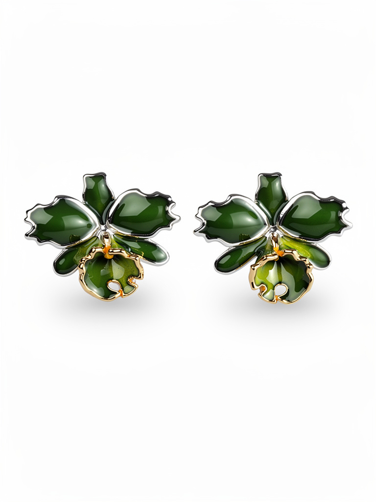Orchid Cattleya Flower with Leaf Teardrop Jacket- Green - Orchidique
