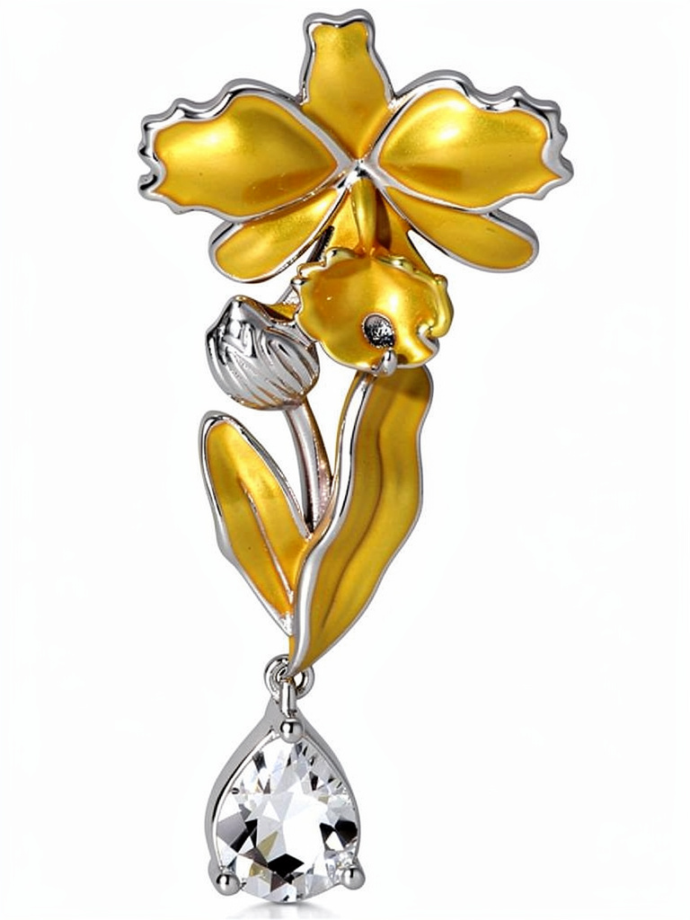 Orchid Cattleya Flower with Leaf Teardrop Jacket- Sunshine