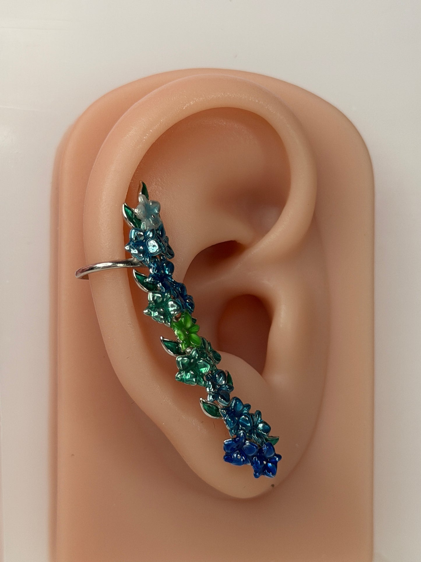Orchid Fleur Collection : Blue Orchid Ear Cuff Stud: Cattleya Flower Earring Climber