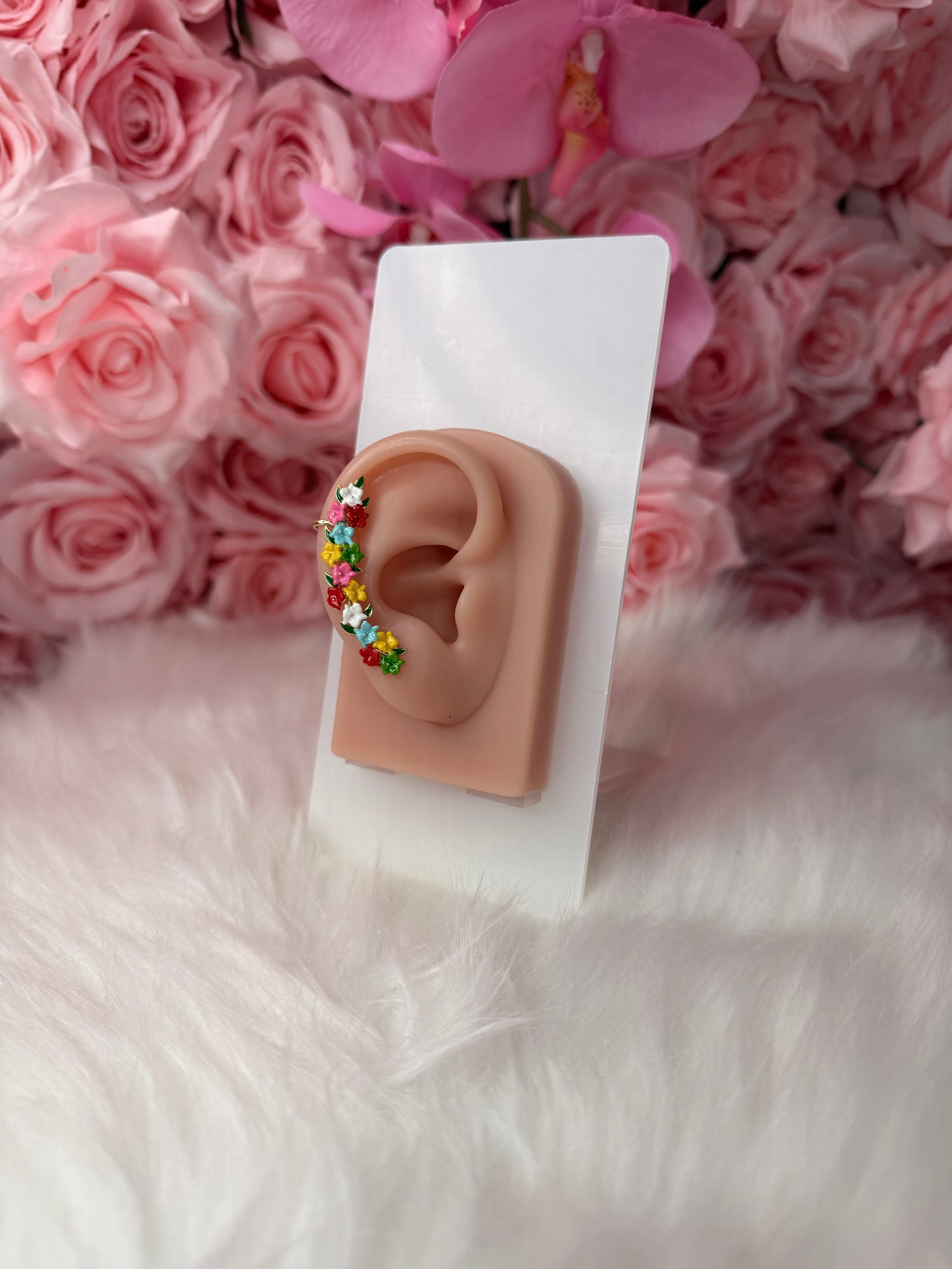 Orchid Fleur Collection : Orchid Medley Ear Cuff Stud: Cattleya Flower Earring Climber