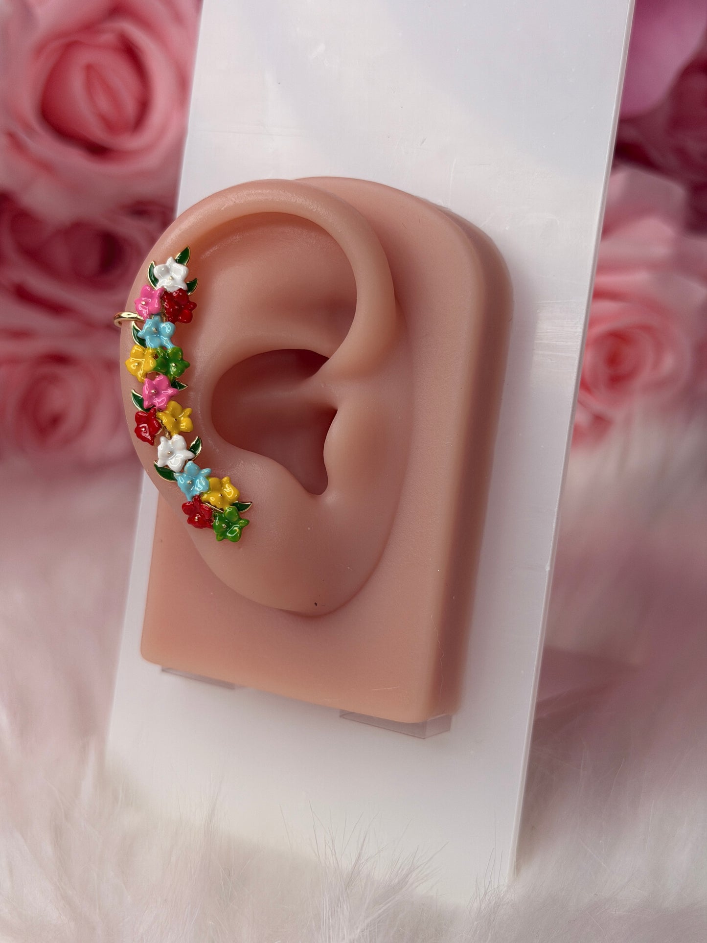 Orchid Fleur Collection : Orchid Medley Ear Cuff Stud: Cattleya Flower Earring Climber