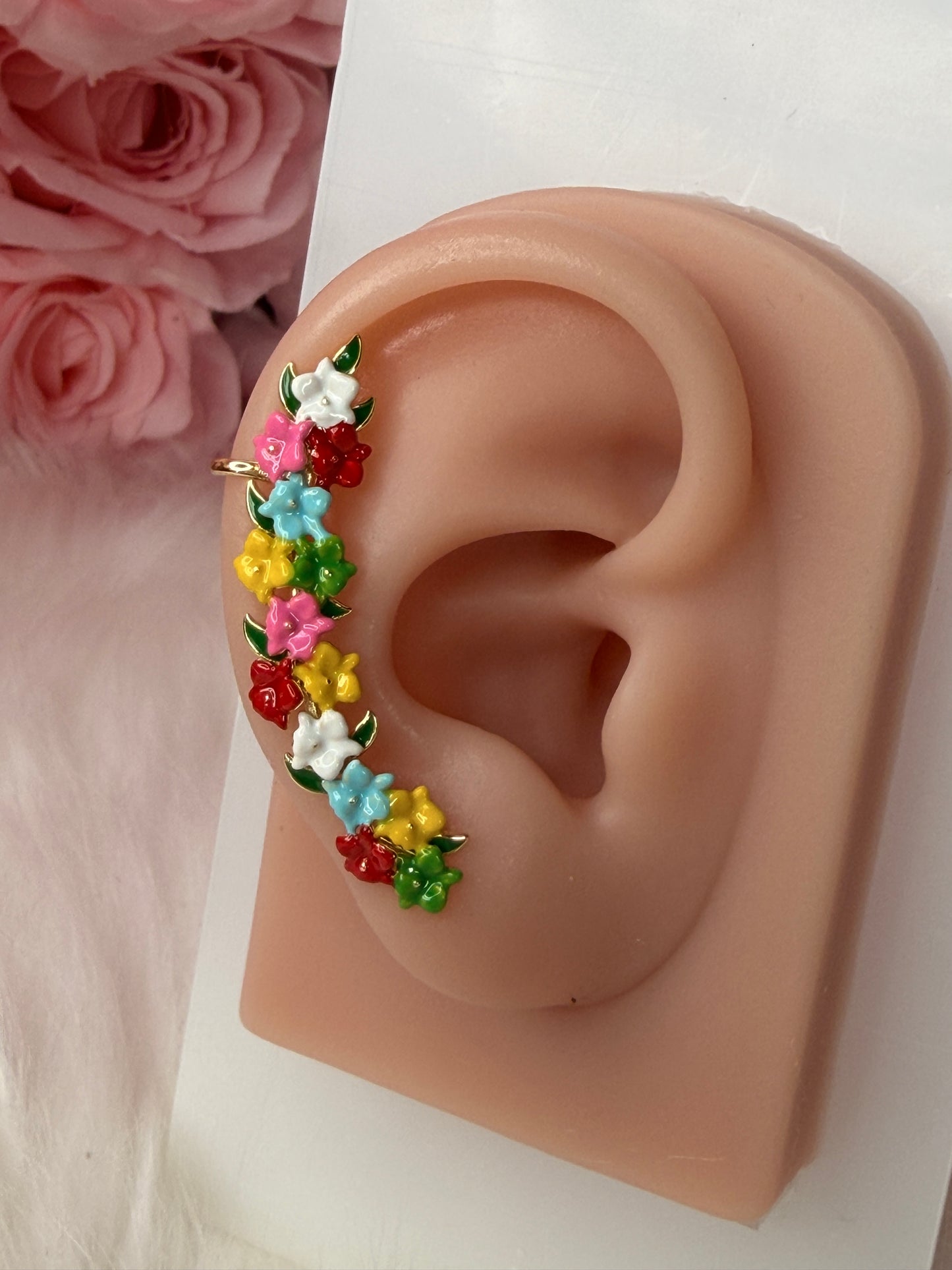 Orchid Fleur Collection : Orchid Medley Ear Cuff Stud: Cattleya Flower Earring Climber