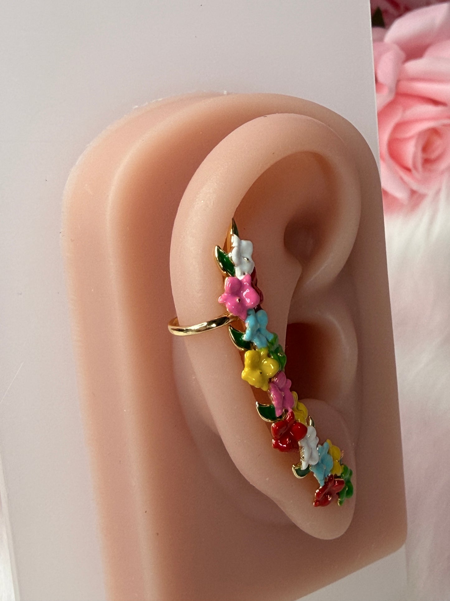Orchid Fleur Collection : Orchid Medley Ear Cuff Stud: Cattleya Flower Earring Climber
