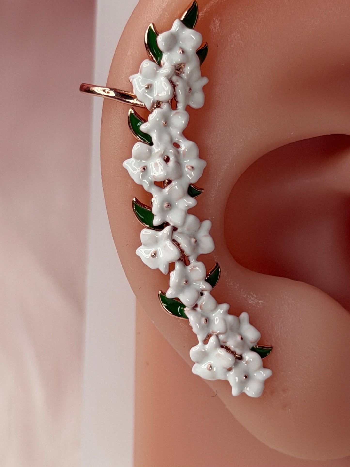 Orchid Fleur Collection: White Orchid Ear Cuff Stud: Cattleya Flower Earring Climber