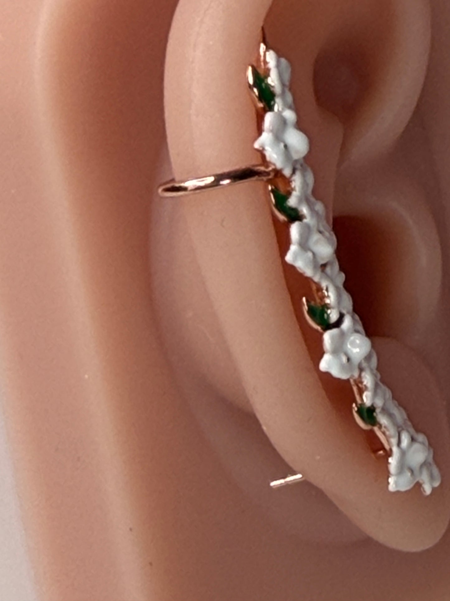 Orchid Fleur Collection: White Orchid Ear Cuff Stud: Cattleya Flower Earring Climber