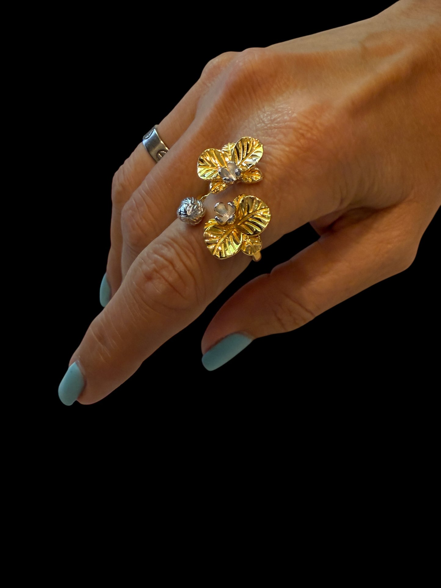 Soul-mate Collection: Gold Phalaenopsis Orchid Flower Ring