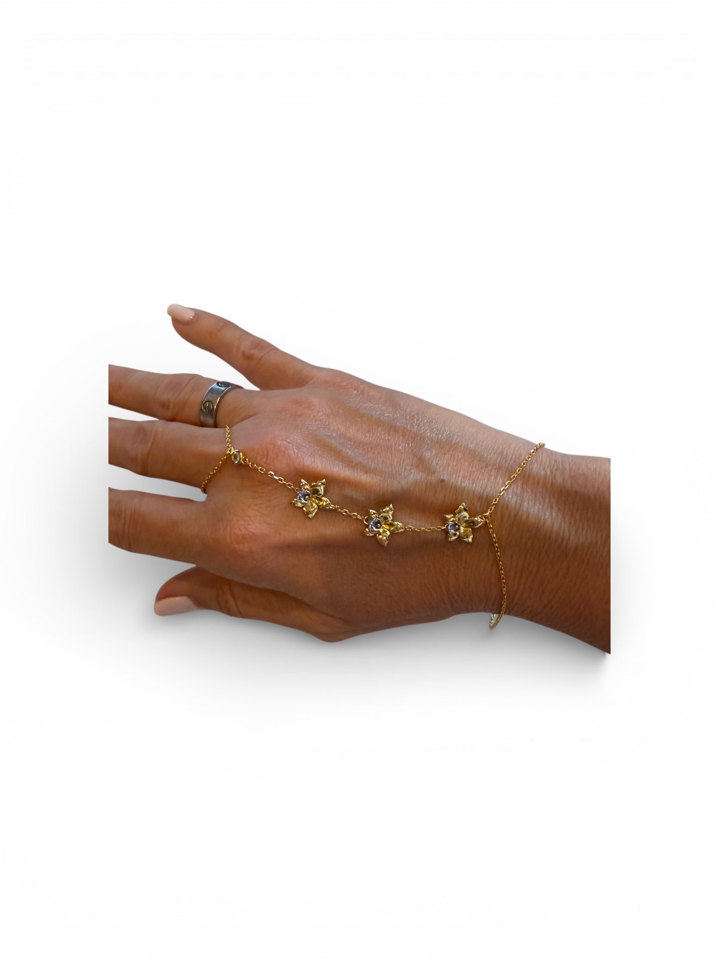 Aloha Aerial Collection • Orchid Hand Ring Chain Bracelet • Slave Bracelet Orchid Jewelry