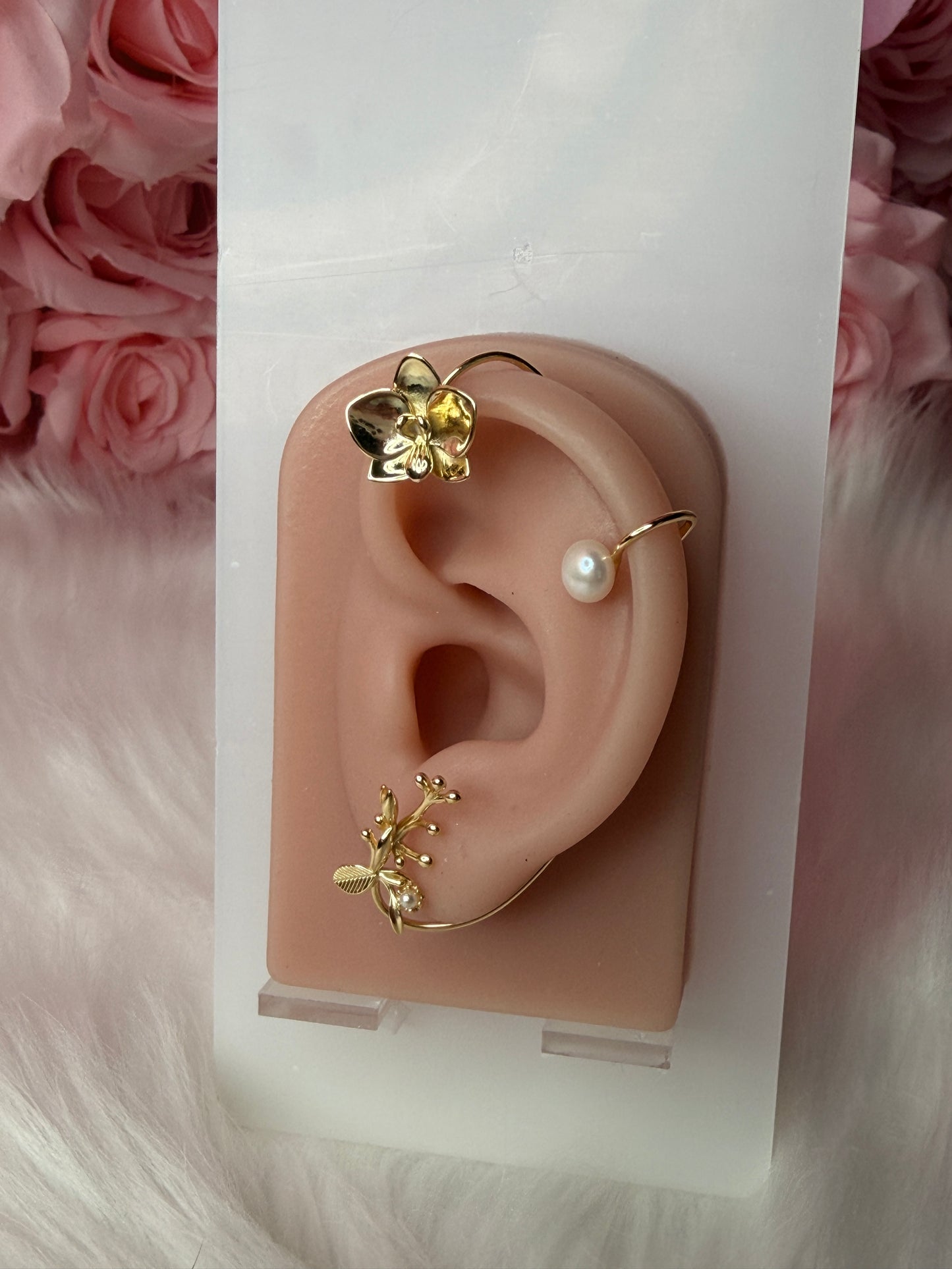 Phalaenopsis Petal Flower Earring Climber- Orchid Fleur Collection